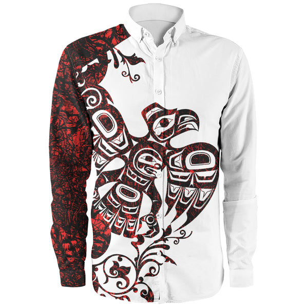 Canada Long Sleeve Shirt Red Sky Flight Haida Edition