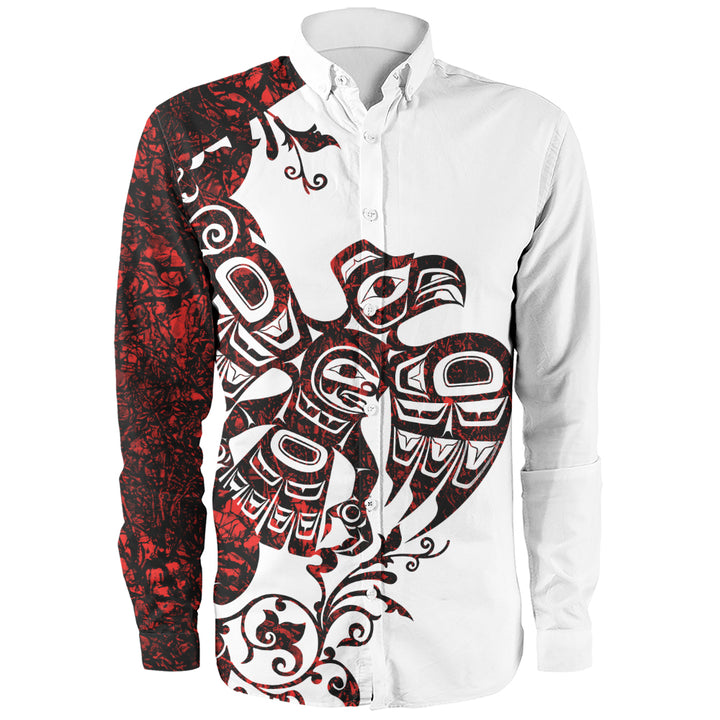 Canada Long Sleeve Shirt Red Sky Flight Haida Edition