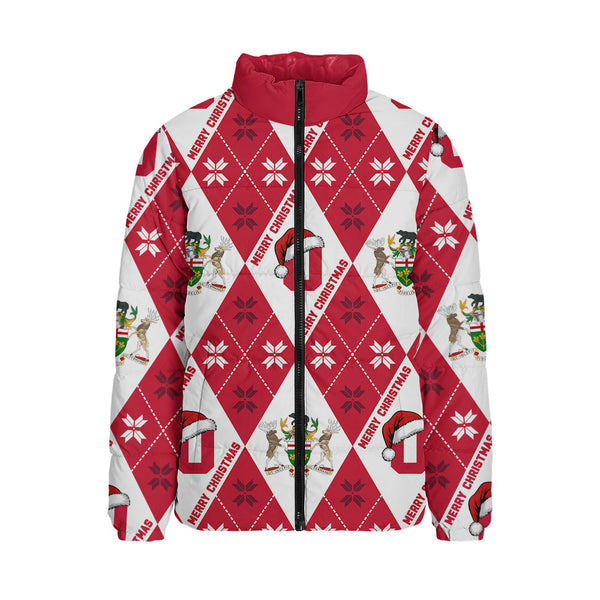 Ontario Padded Jacket Christmas Argyle Pattern With Royal Crest