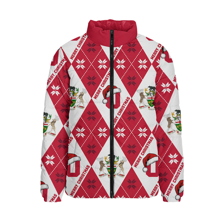 Ontario Padded Jacket Christmas Argyle Pattern With Royal Crest