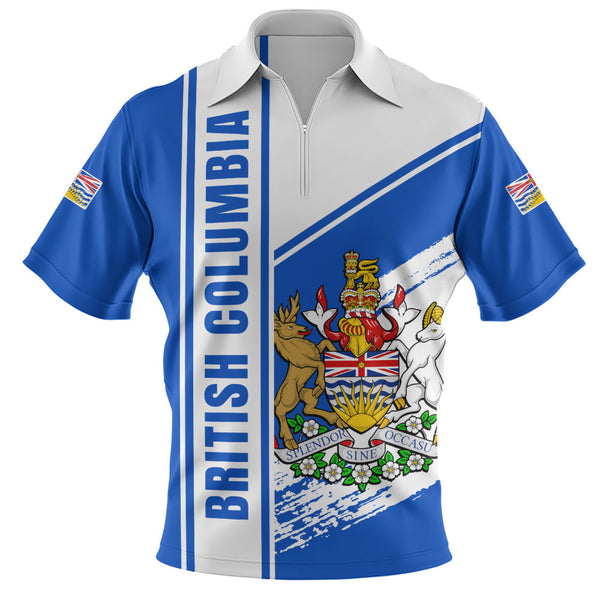 British Columbia Zip Polo Shirt Heritage Strength Crest