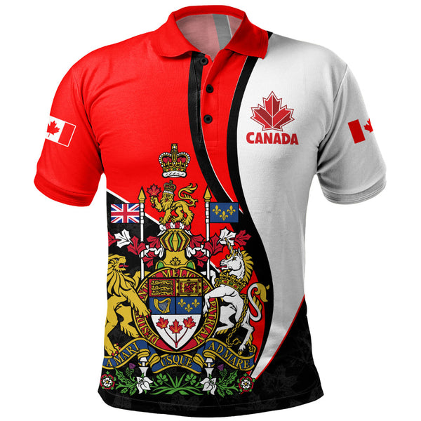 Canada Polo Shirt Maple Crown Crest With National Pride