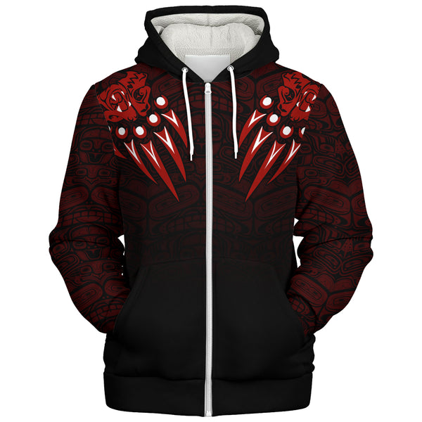Canada Sherpa Hoodie Haida Hunter Spirit