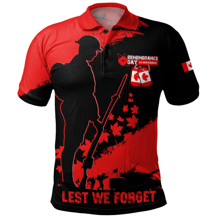 Canada Polo Shirt Remembrance Day Maple Heroes Tribute