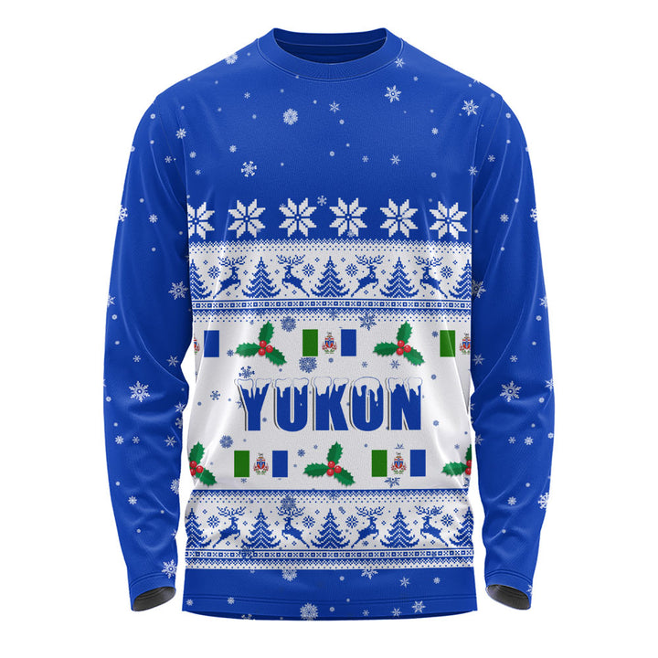 Yukon Long Sleeve T-Shirt Christmas Knit Style Snowflake Reindeer