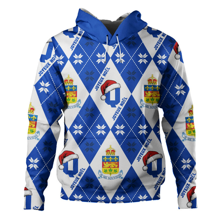 Quebec Hoodie Christmas Argyle Pattern With Royal Crest