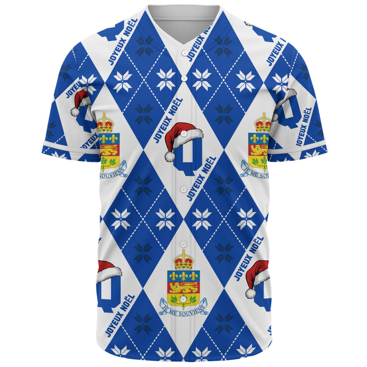 Quebec Baseball Shirt Christmas Argyle Pattern With Royal Crest