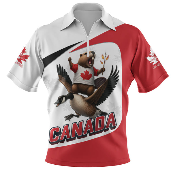 Canada Zip Polo Shirt Strong & Free Flight