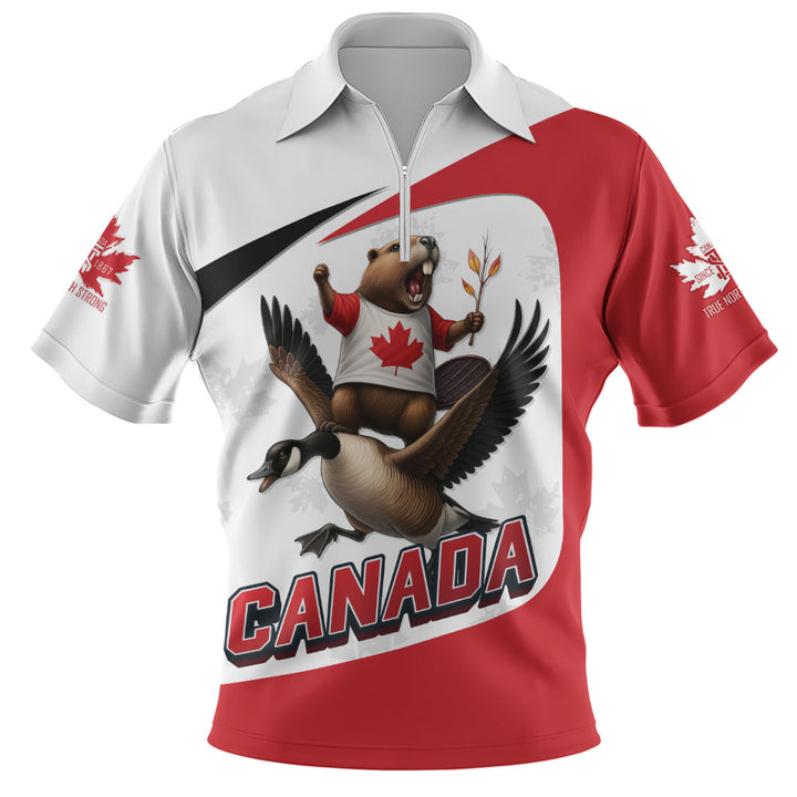 Canada Zip Polo Shirt Strong & Free Flight
