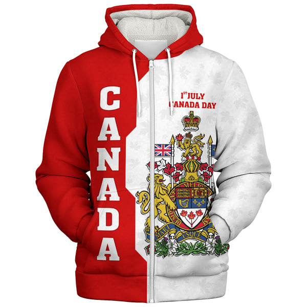 Canada Sherpa Hoodie Canada Day Heritage Coat Of Arms Edition