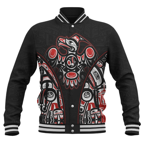 Canada Baseball Jacket Thunderbird Totem Legacy Black And Red Power