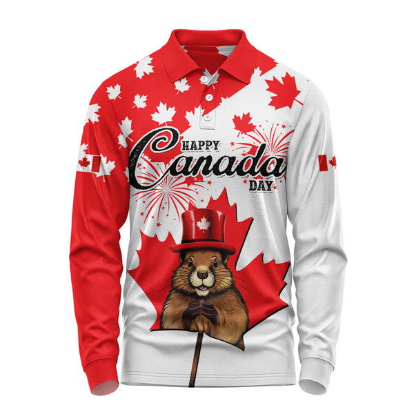 Canada Long Sleeve Polo Shirt Beaver Bash Canada Day Special