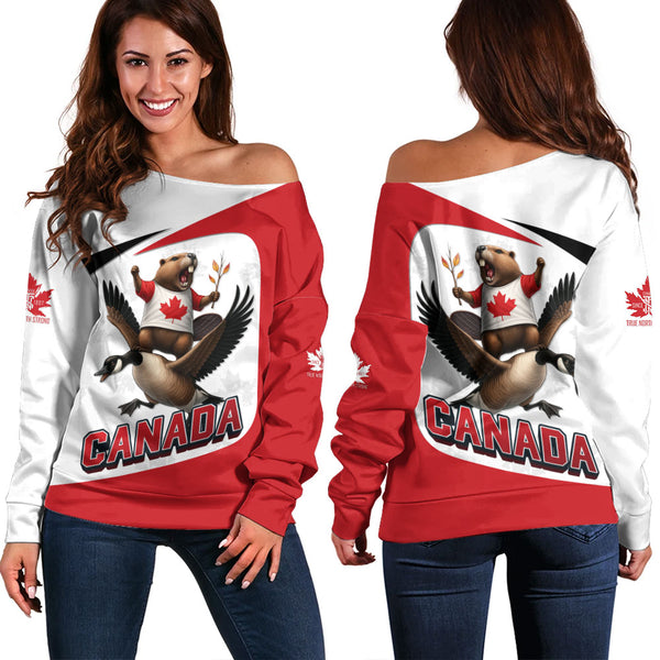 Canada Off Shoulder Sweatshirt Strong & Free Flight