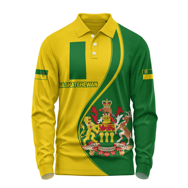 Saskatchewan Long Sleeve Polo Shirt Canada Territories Pride