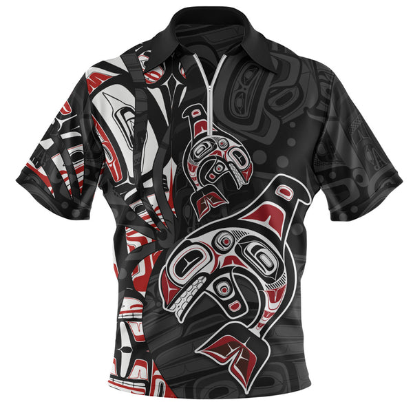 Canada Zip Polo Shirt Orca Spirit Of The Northwest