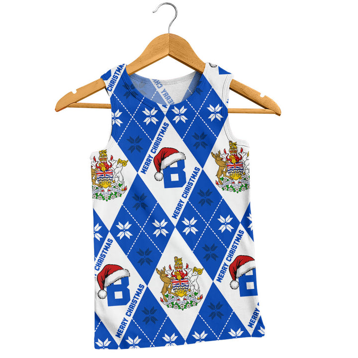 British Columbia Tank Top Christmas Argyle Pattern With Royal Crest