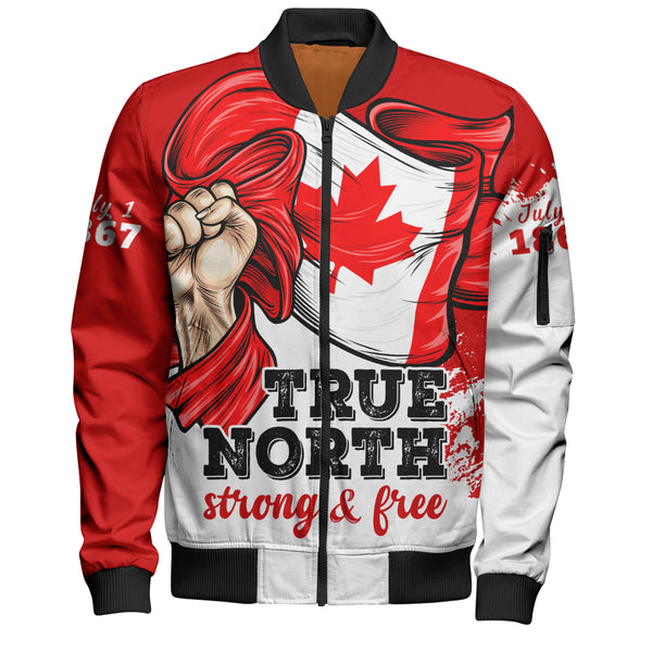 Canada Bomber Jacket True North Strong Free Canada Flag Power