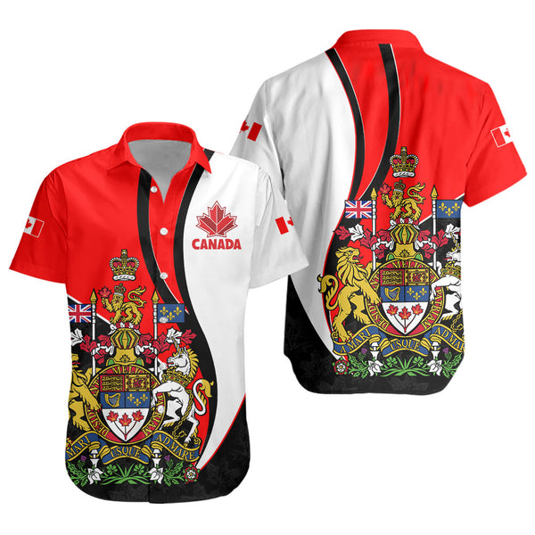 Canada Short Sleeve Shirt Maple Crown Crest With National Pride