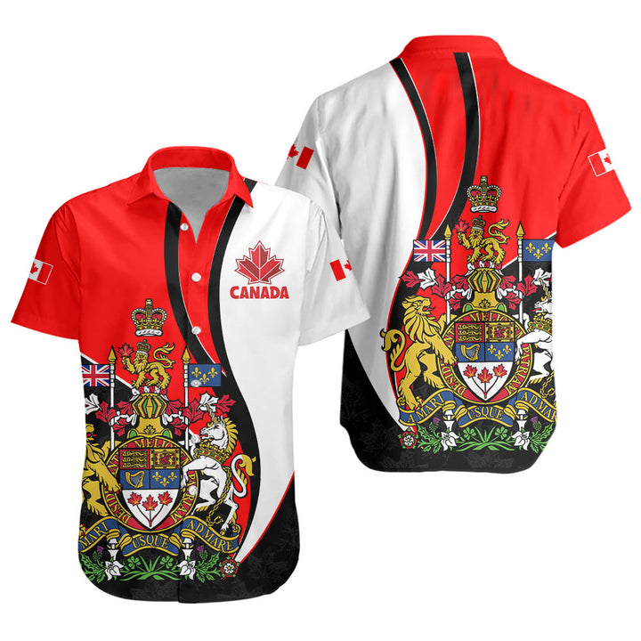 Canada Short Sleeve Shirt Maple Crown Crest With National Pride