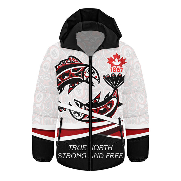 Canada Hooded Padded Jacket Spirit Of Salmon True North Freedom