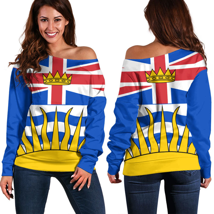 British Columbia Off Shoulder Sweatshirt Flag Minimalist Pride Style