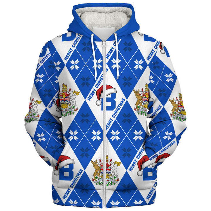 British Columbia Sherpa Hoodie Christmas Argyle Pattern With Royal Crest