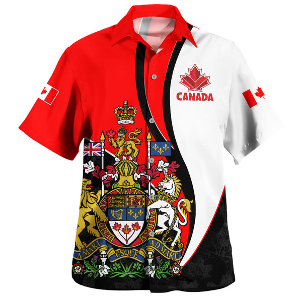 Canada Bowling Shirt Maple Crown Crest With National Pride