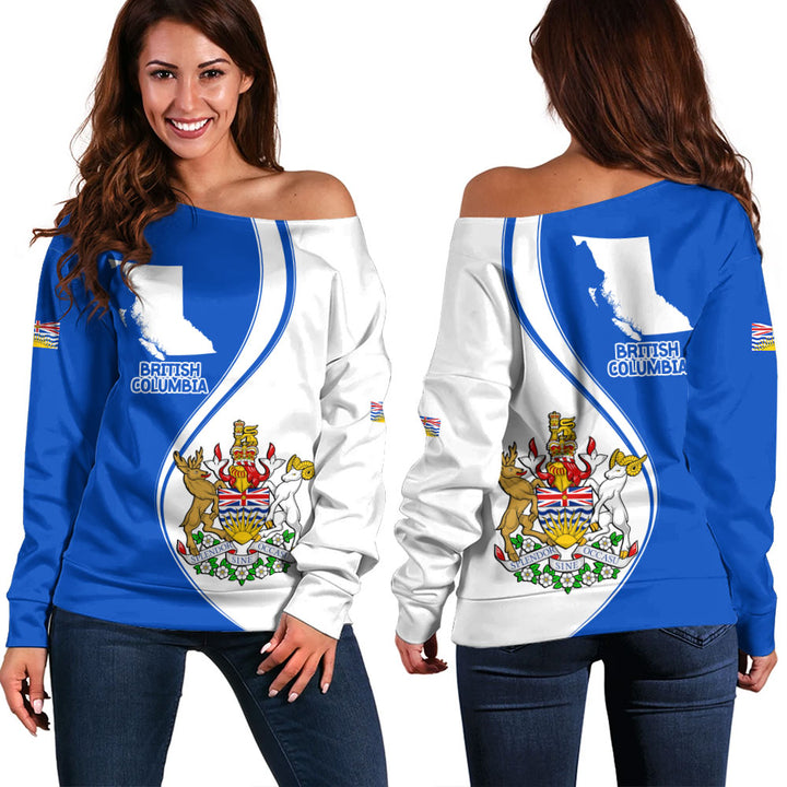 British Columbia Off Shoulder Sweatshirt Canada Territories Pride