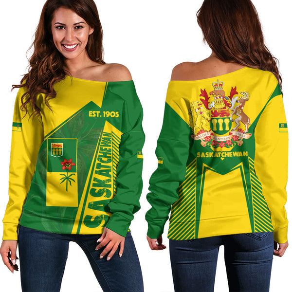 Saskatchewan Off Shoulder Sweatshirt United Provinces & Territories