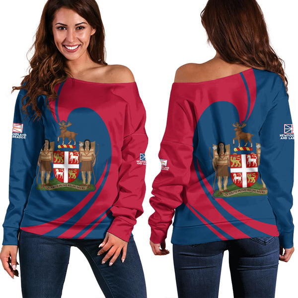 Newfoundland & Labrador Off Shoulder Sweatshirt Legacy Of The Noble Spirit