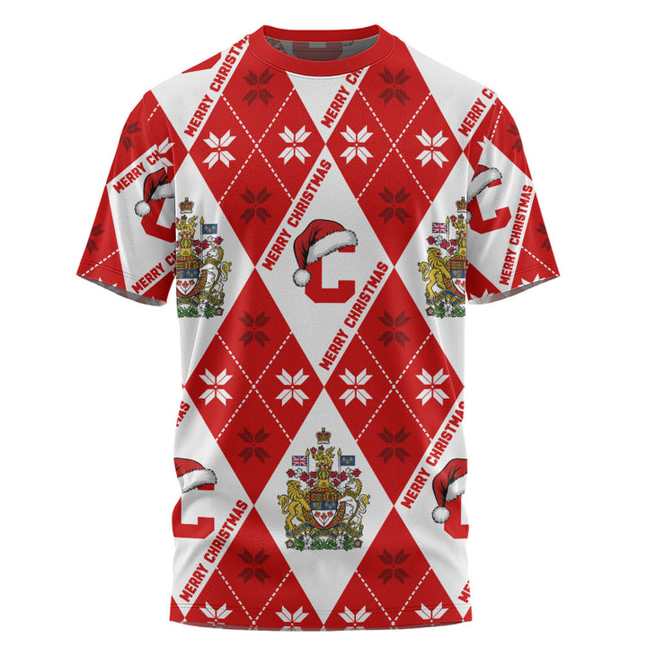 Canada T-Shirt Christmas Argyle Pattern With Royal Crest