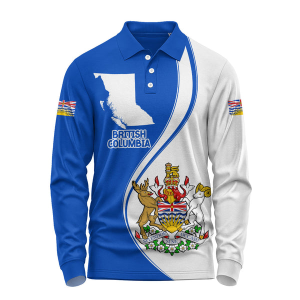 British Columbia Long Sleeve Polo Shirt Canada Territories Pride