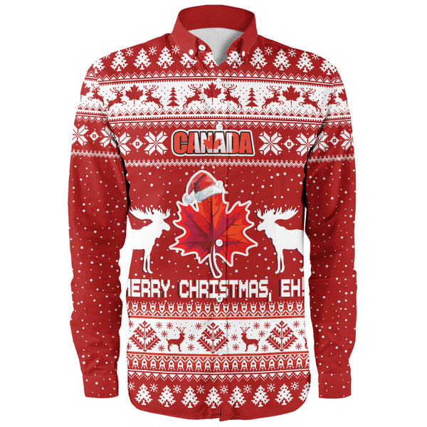 Canada Long Sleeve Shirt Maple Leaf Merry Christmas Eh