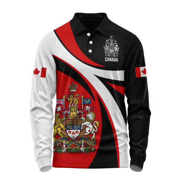 Canada Long Sleeve Polo Shirt Heritage Pride And Power Crest