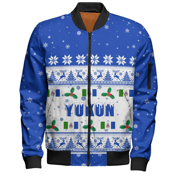 Yukon Bomber Jacket Christmas Knit Style Snowflake Reindeer