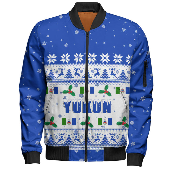 Yukon Bomber Jacket Christmas Knit Style Snowflake Reindeer