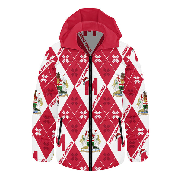 Manitoba Hooded Padded Jacket Christmas Argyle Pattern With Royal Crest