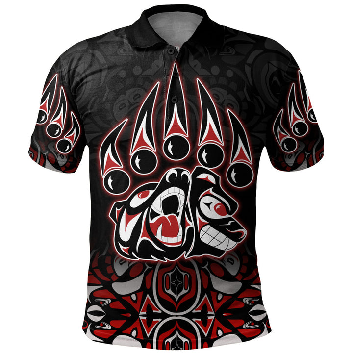Canada Polo Shirt Spirit Of The Bear Claw Tribal Power