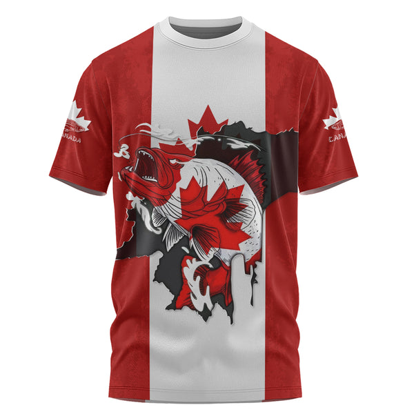 Canada T-Shirt Born To Fish Proud To Be Canadian