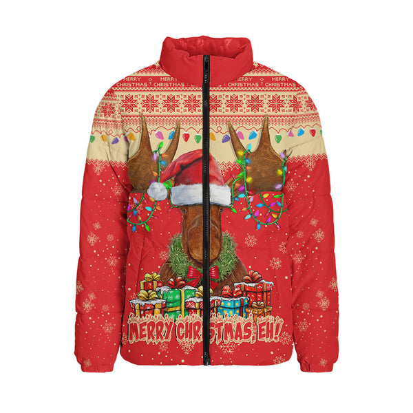 Canada Padded Jacket Xmas Moose Lights Celebration
