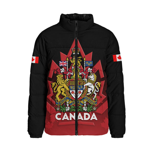 Canada Padded Jacket Royal Red Black National Emblem Of Canada