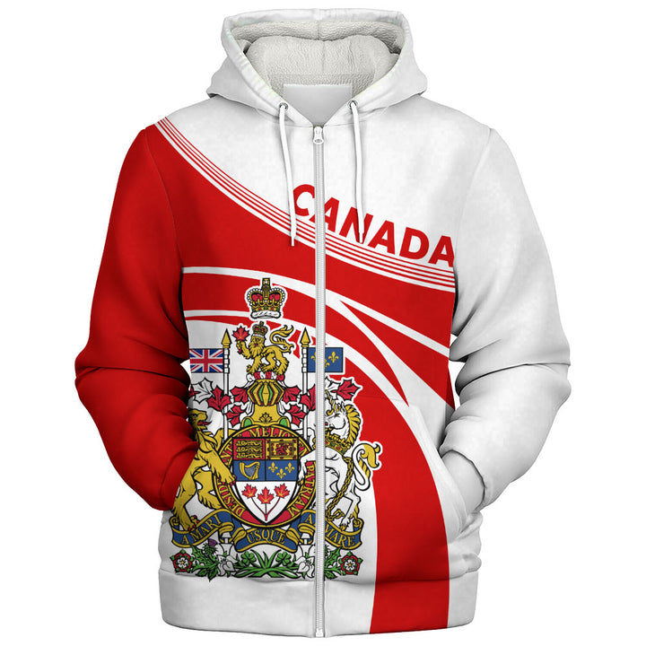 Canada Sherpa Hoodie Canada Coat Of Arms Glory Royal Design