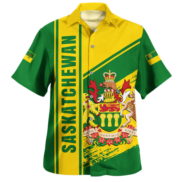 Saskatchewan Bowling Shirt Heritage Strength Crest