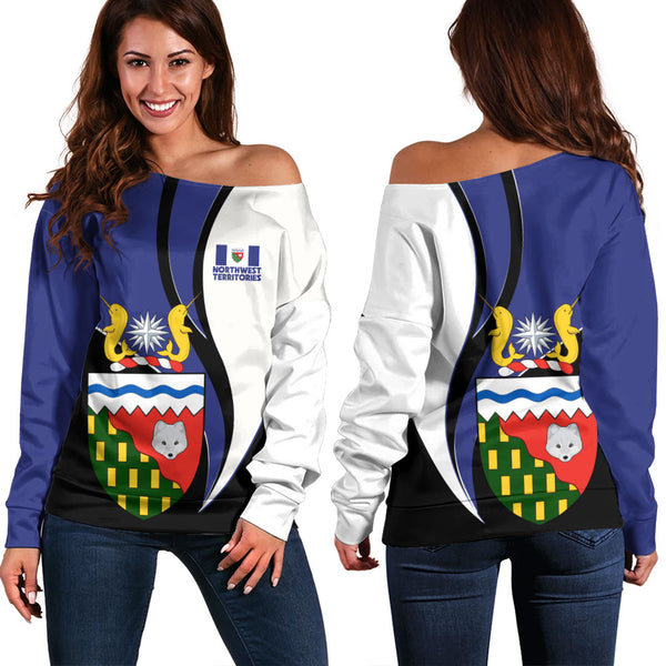 Northwest Territories Off Shoulder Sweatshirt Heritage Pride Of The North