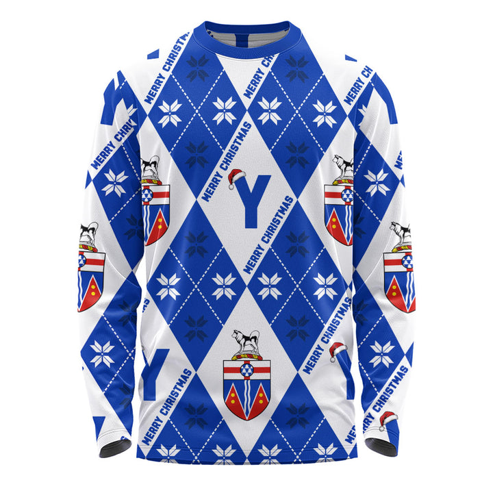 Yukon Long Sleeve T-Shirt Christmas Argyle Pattern With Royal Crest