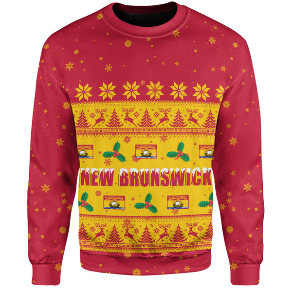 New Brunswick Sweatshirt Christmas Knit Style Snowflake Reindeer