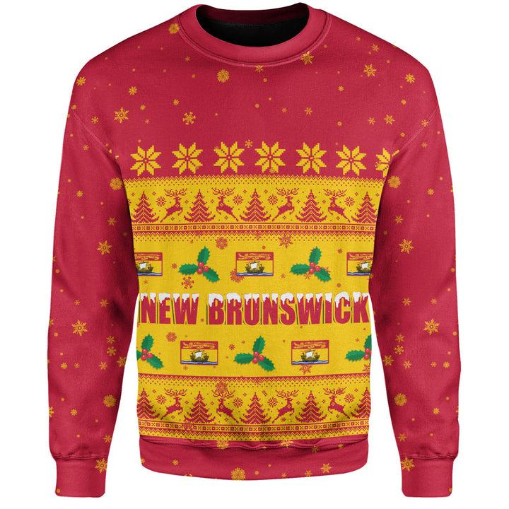 New Brunswick Sweatshirt Christmas Knit Style Snowflake Reindeer