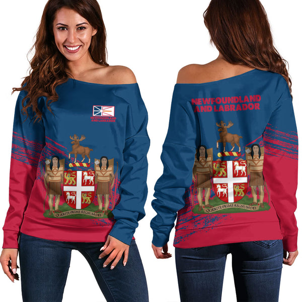 Newfoundland & Labrador Off Shoulder Sweatshirt Pride Of The Provinces