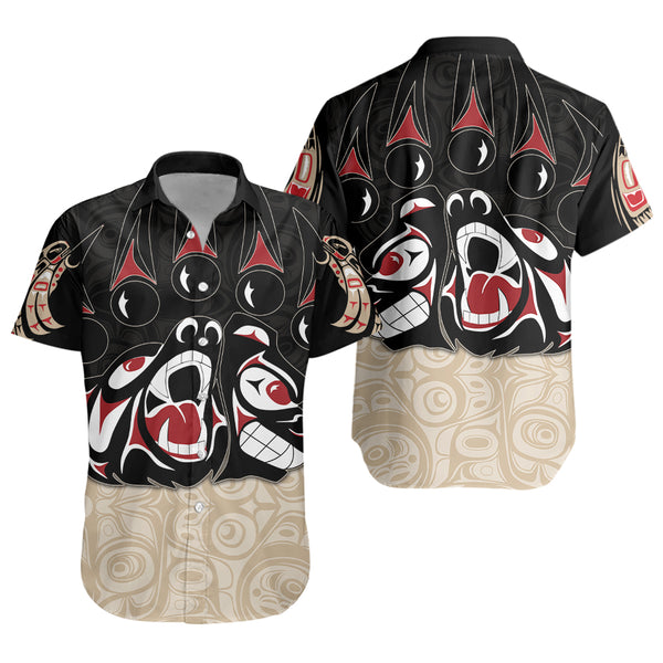 Canada Short Sleeve Shirt Haida Strength Roaring Ancestral Energy