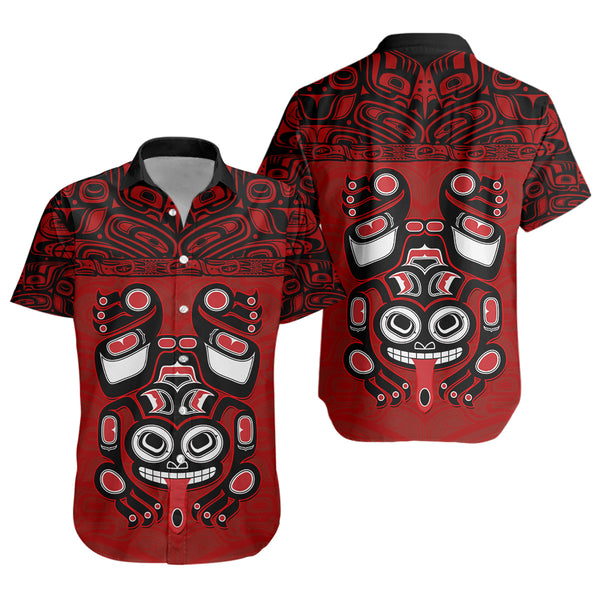 Canada Short Sleeve Shirt Haida Frog Guardian Tribal Power